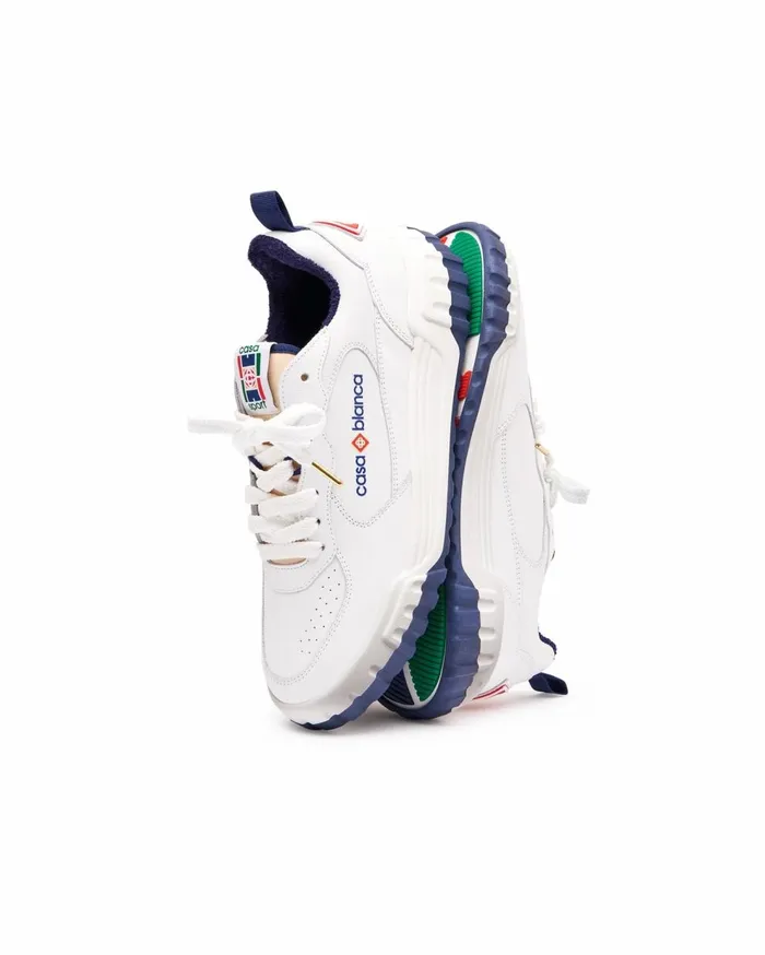 Sneakers Women Casablanca Paris Court White and Navy Sneaker