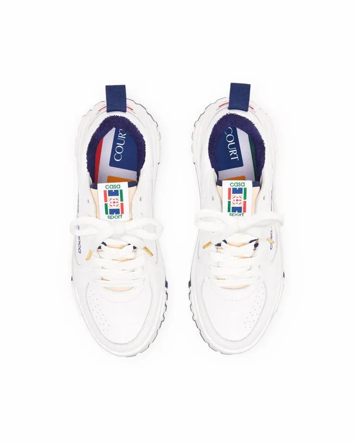 Sneakers Women Casablanca Paris Court White and Navy Sneaker