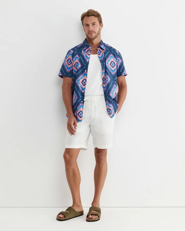 Sportscraft Alf Short Sleeve Liberty Shirt Navy Multi Men Shirts
