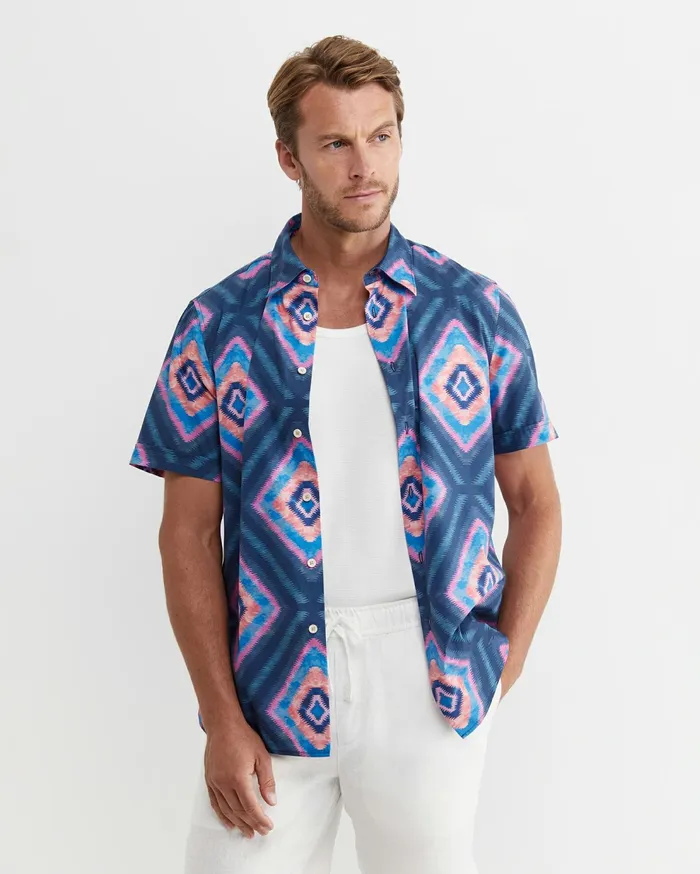 Sportscraft Alf Short Sleeve Liberty Shirt Navy Multi Men Shirts