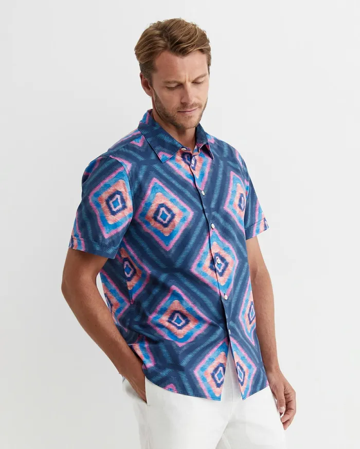 Sportscraft Alf Short Sleeve Liberty Shirt Navy Multi Men Shirts