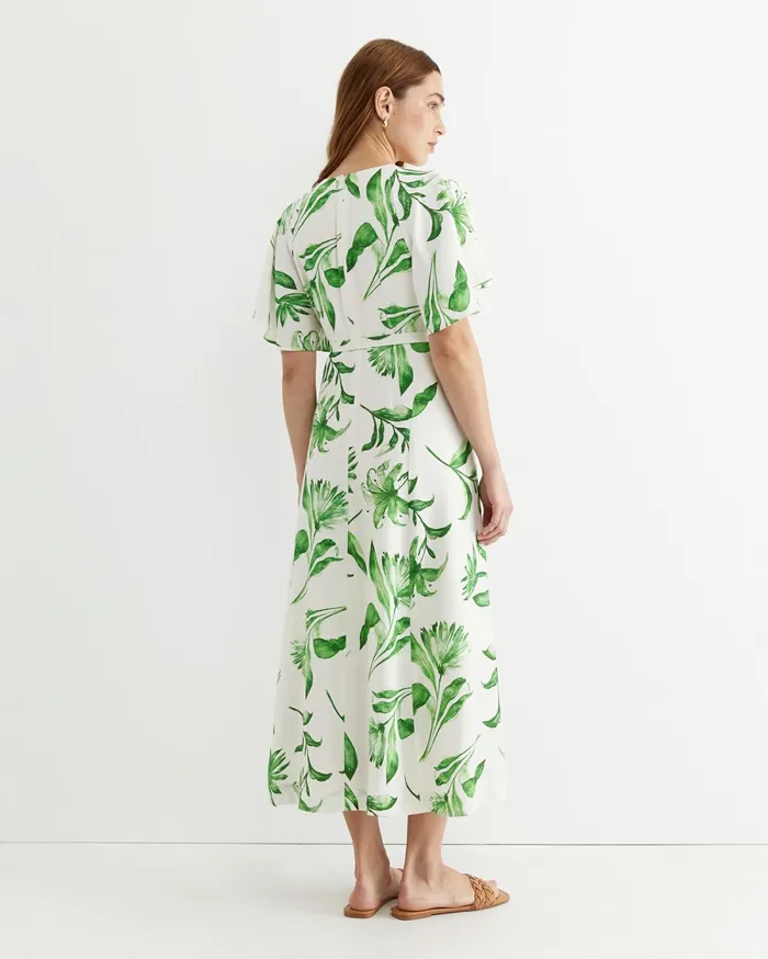 Sportscraft Botanical Silk Blend Midi Dress Green Multi Women Dresses
