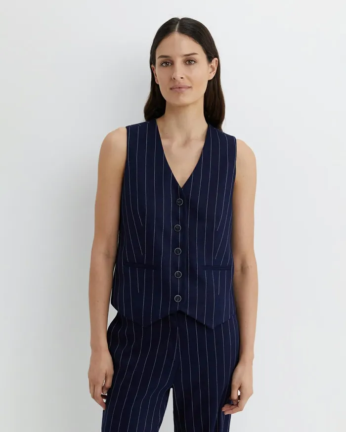 Sportscraft Brianne Stripe Vest Navywhite Women Jackets and Vests
