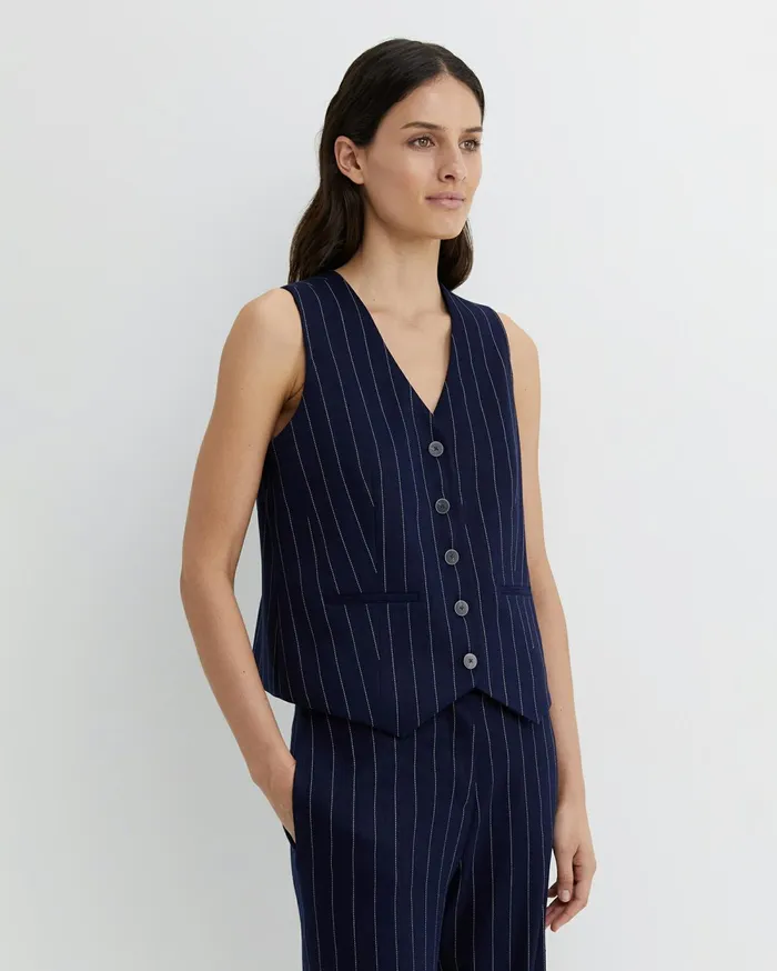 Sportscraft Brianne Stripe Vest Navywhite Women Jackets and Vests