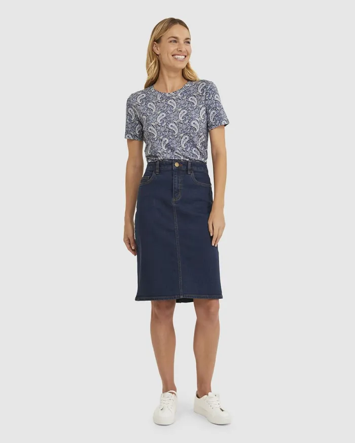 Sportscraft Brodie Denim Skirt Dark Wash Women Skirts