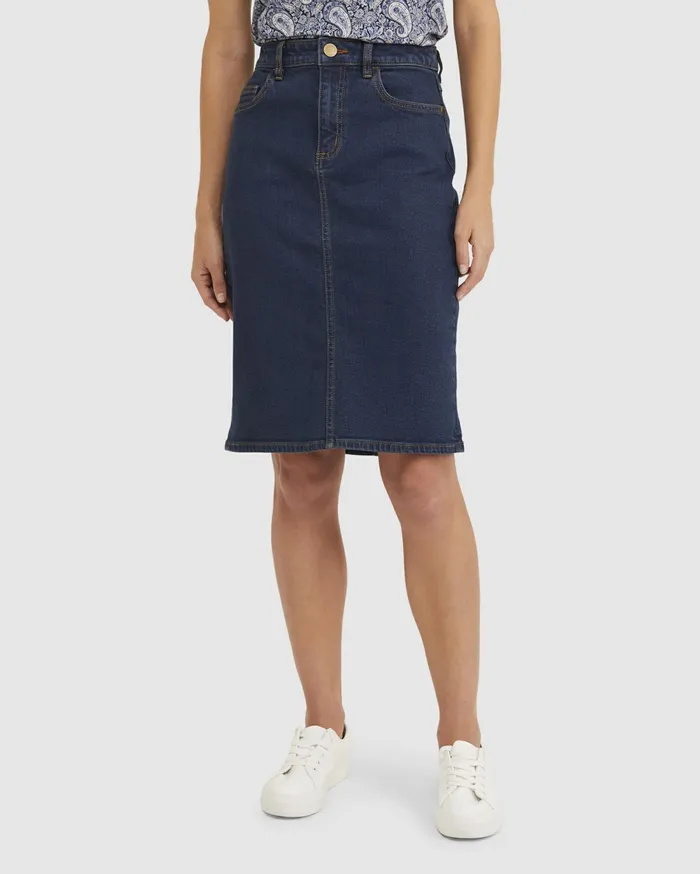 Sportscraft Brodie Denim Skirt Dark Wash Women Skirts