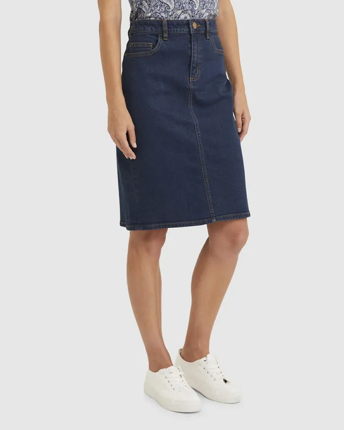 Sportscraft Brodie Denim Skirt Dark Wash Women Skirts