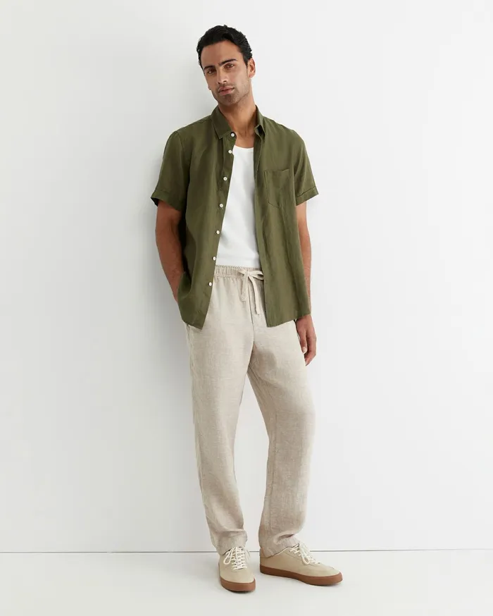 Sportscraft Caffery Yarn Dyed Linen Pant Cappuccino Men Pants