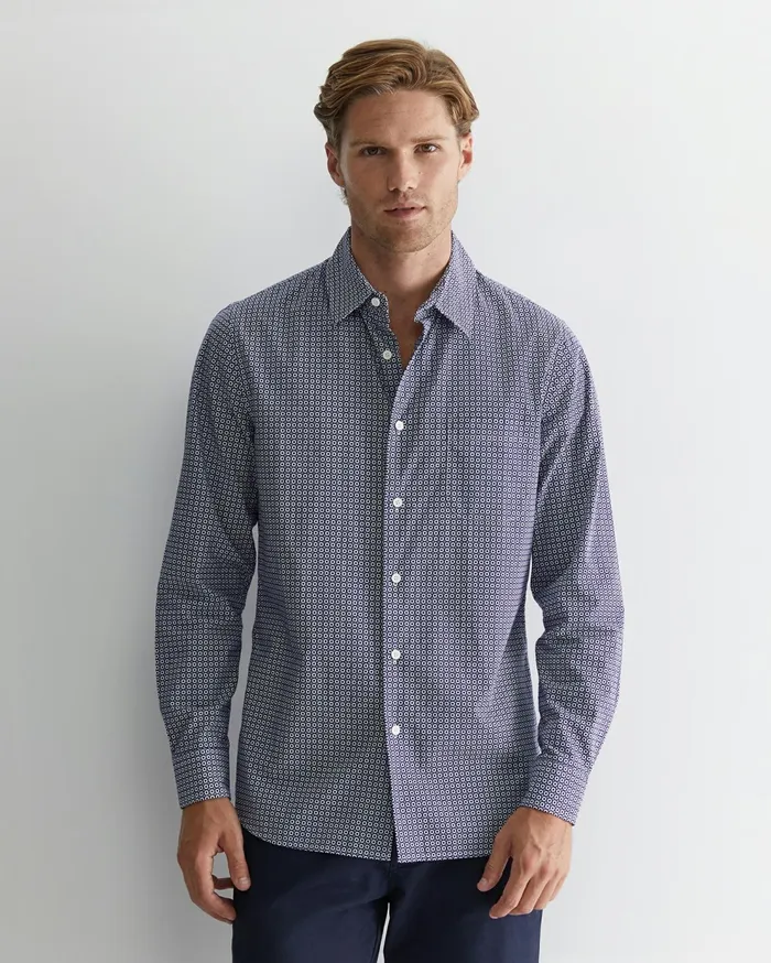 Sportscraft Claremont Print Shirt Ball Point Blue Men Shirts