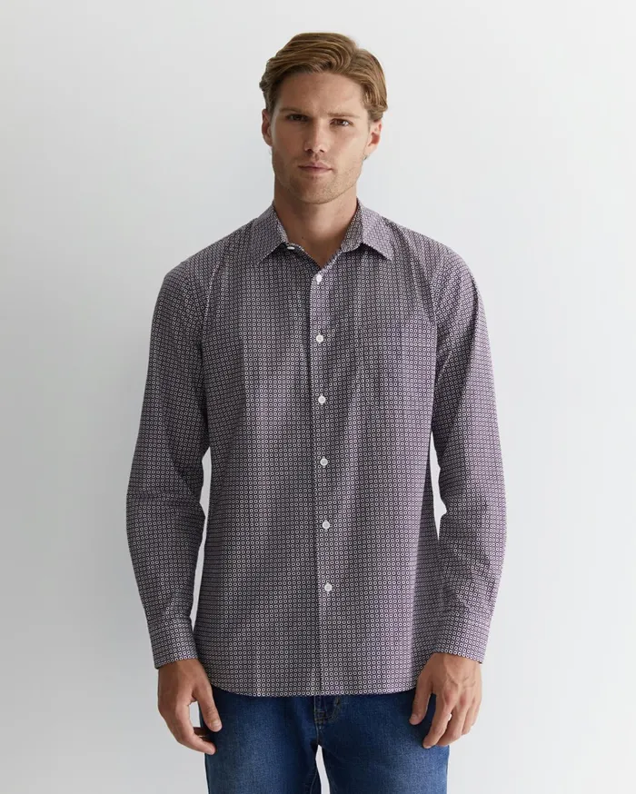 Sportscraft Claremont Print Shirt Lilac Men Shirts