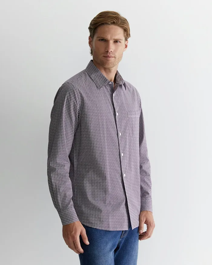 Sportscraft Claremont Print Shirt Lilac Men Shirts