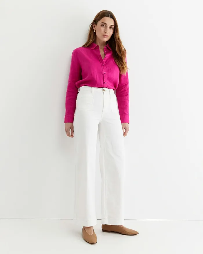 Sportscraft Dahlia Long Sleeve Linen Shirt Berry Women Shirts