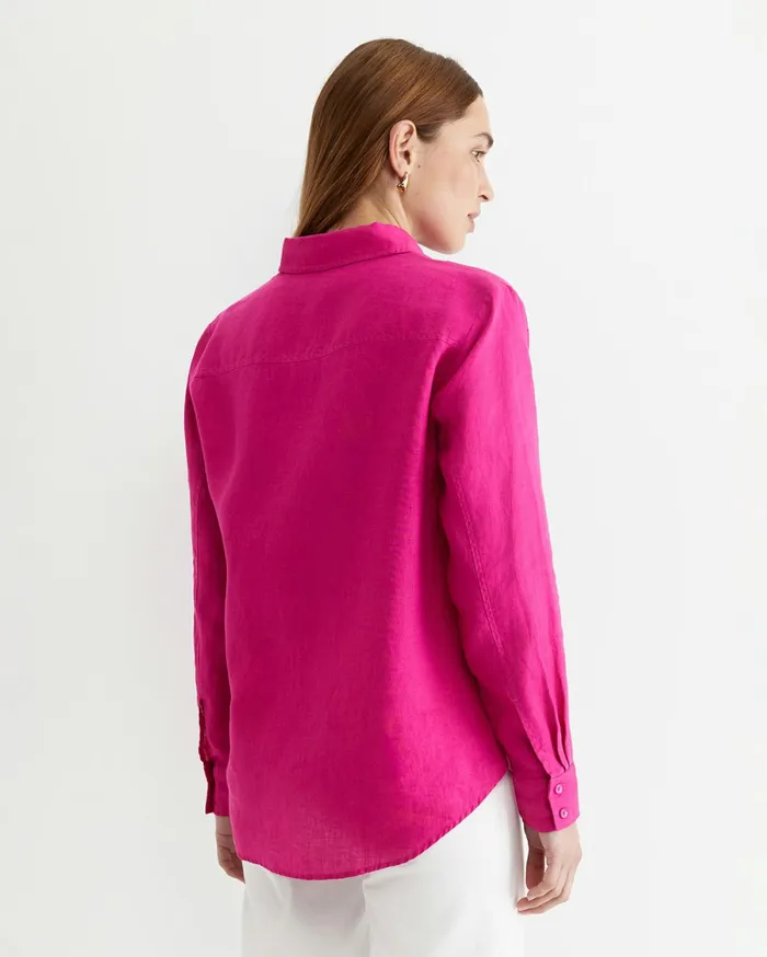 Sportscraft Dahlia Long Sleeve Linen Shirt Berry Women Shirts