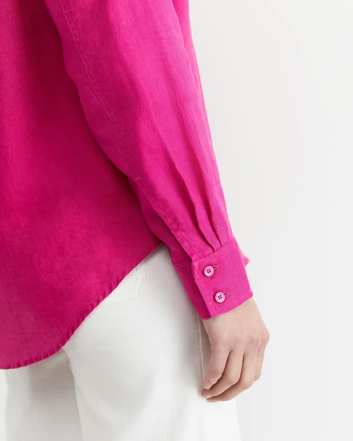 Sportscraft Dahlia Long Sleeve Linen Shirt Berry Women Shirts