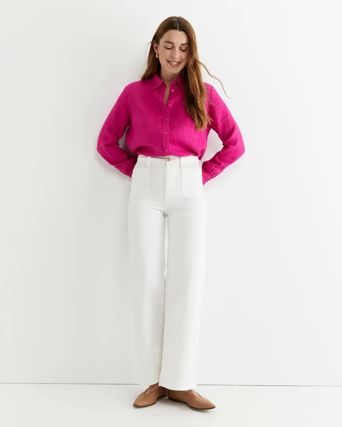 Sportscraft Dahlia Long Sleeve Linen Shirt Berry Women Shirts