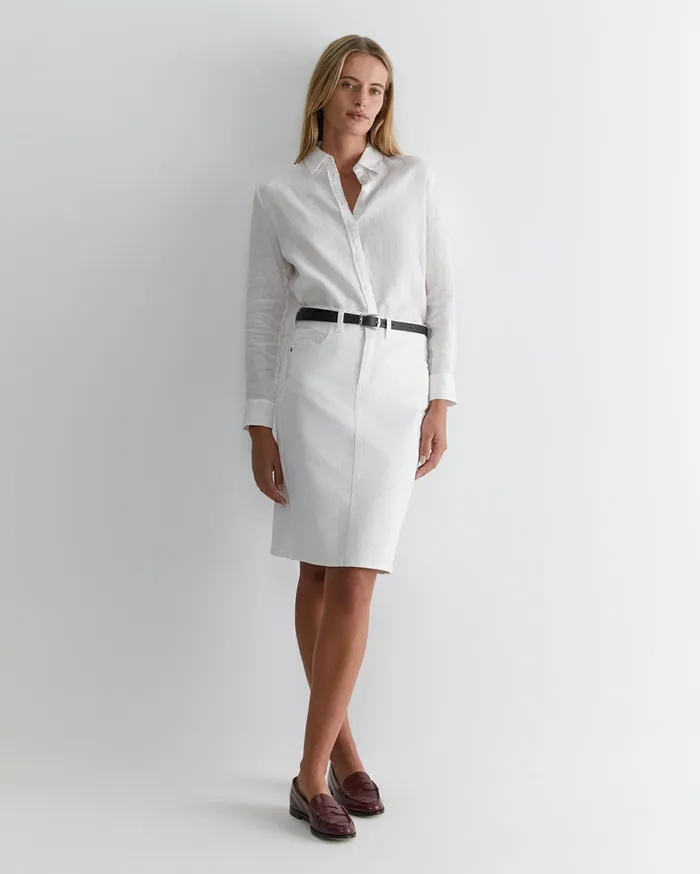 Sportscraft Dahlia Long Sleeve Linen Shirt White Women Shirts