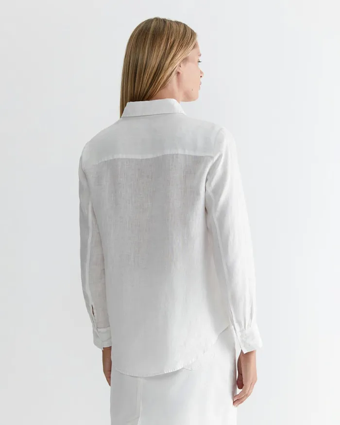Sportscraft Dahlia Long Sleeve Linen Shirt White Women Shirts