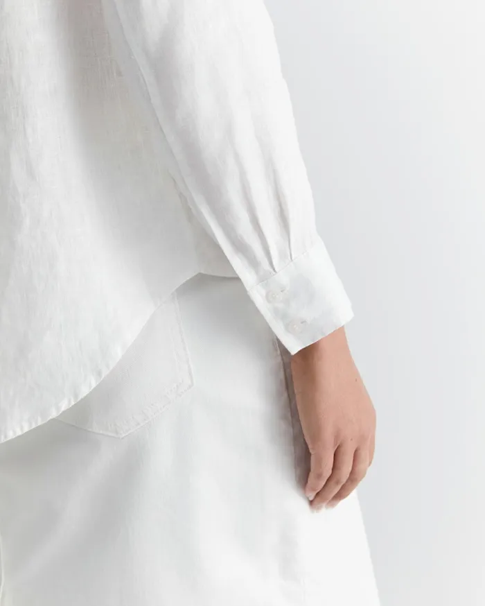 Sportscraft Dahlia Long Sleeve Linen Shirt White Women Shirts