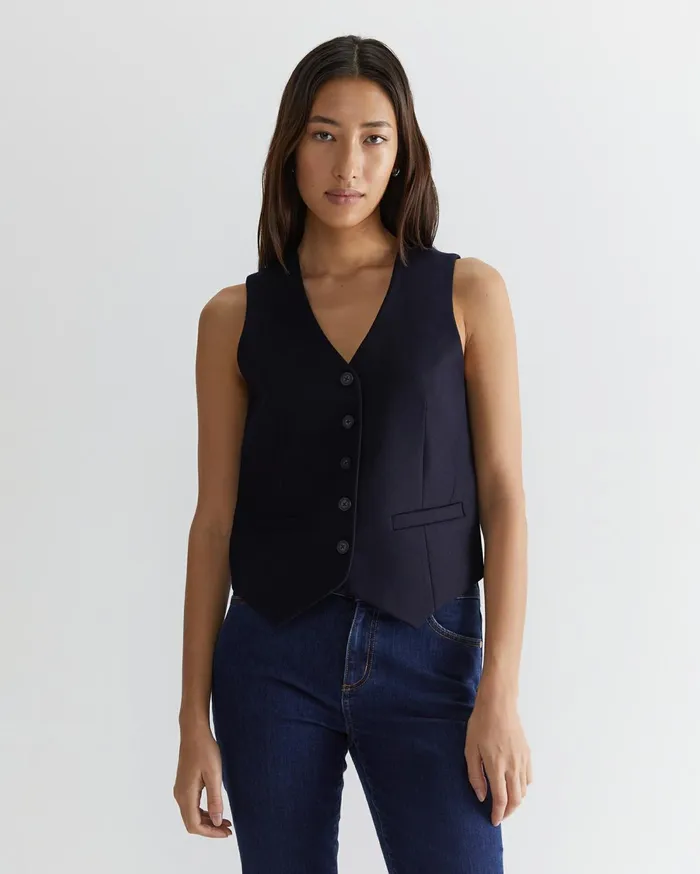 Sportscraft Frankie Twill Vest Navy Women Jackets and Vests