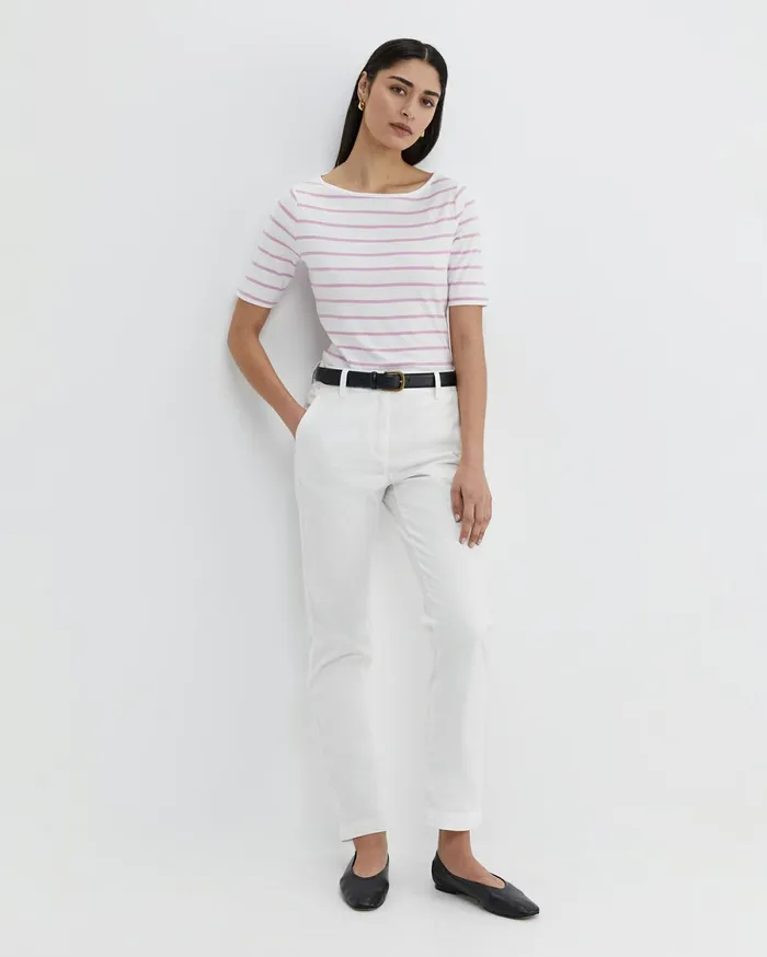 Sportscraft Heidi Boat Neck Top Whitepink Women Tops and Tees