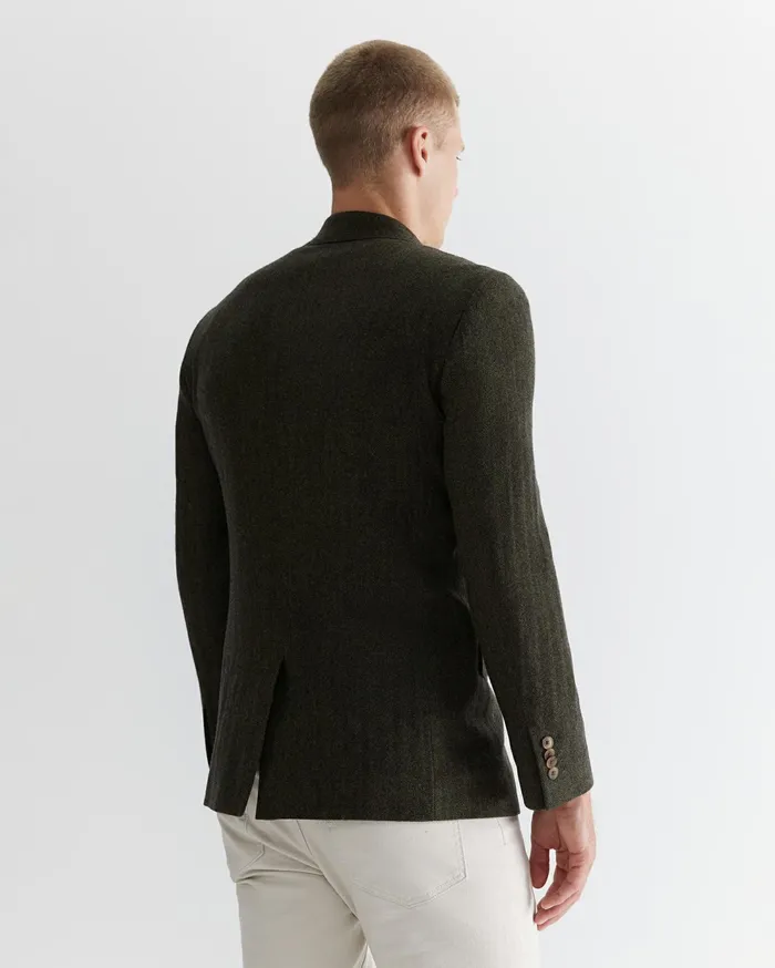 Sportscraft Herringbone Wool Blazer Moss Men Jackets and Blazers
