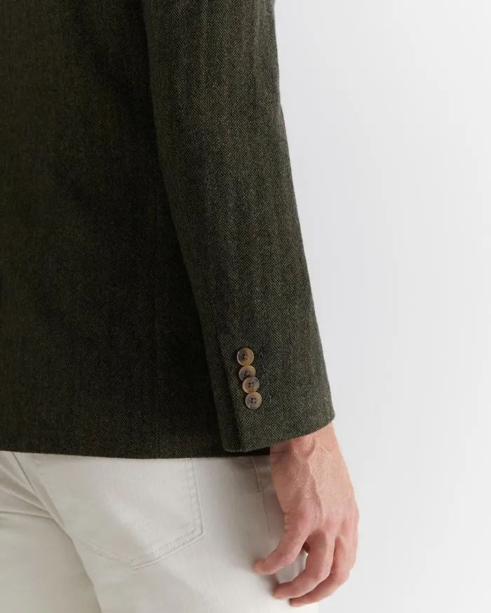 Sportscraft Herringbone Wool Blazer Moss Men Jackets and Blazers