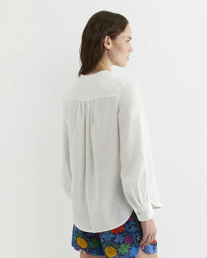 Sportscraft Josephine Embroidered Long Sleeve Linen Shirt White Women Shirts