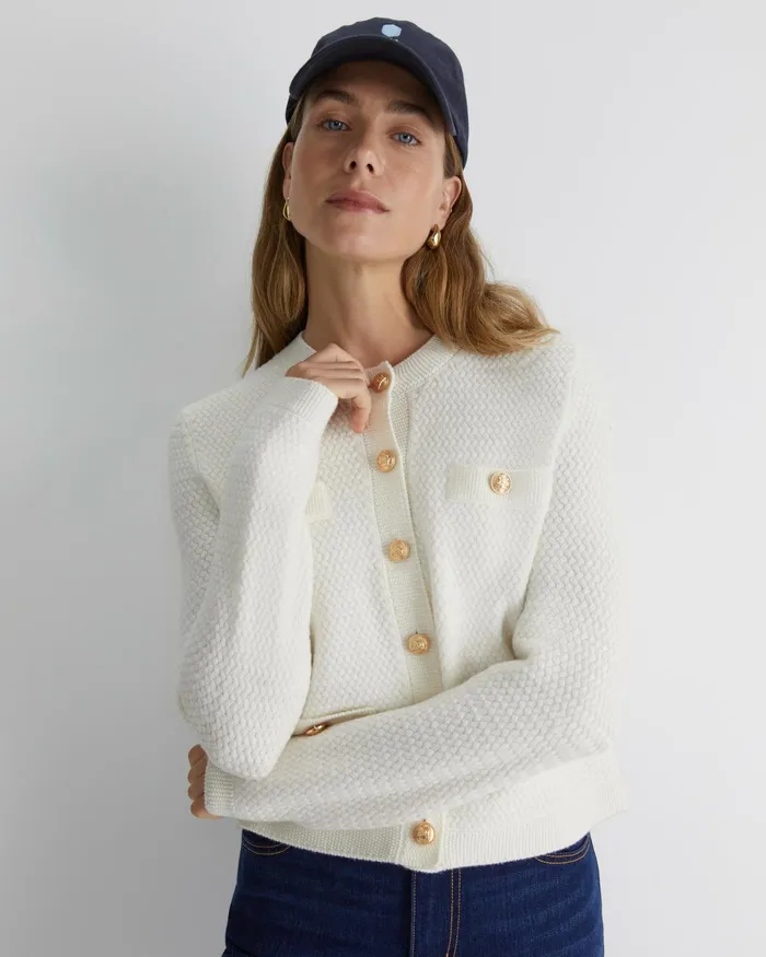 Sportscraft Joyce Merino Wool Cardigan Winter White Women Knits and Cardigans
