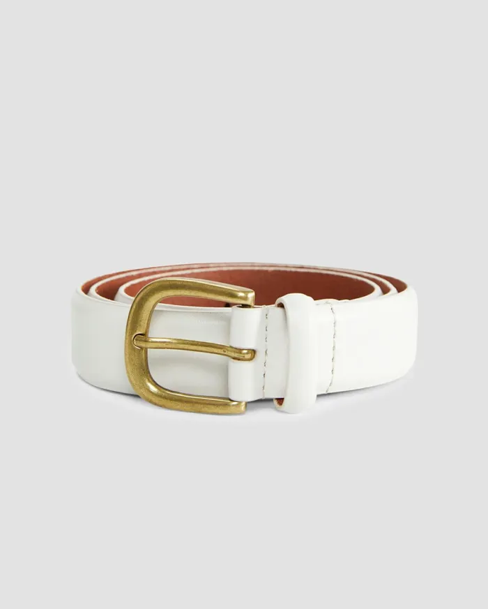Sportscraft Lara Buckle Leather Belt Ivory Women Belts
