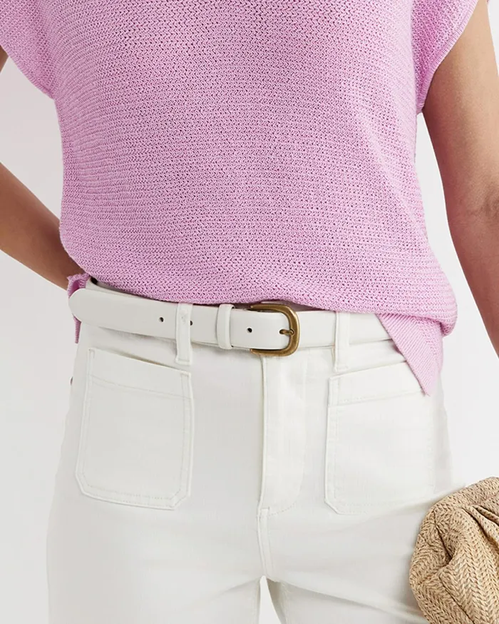 Sportscraft Lara Buckle Leather Belt Ivory Women Belts