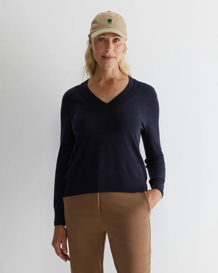 Sportscraft Laurina Vneck Sweater Navy Women Knits and Cardigans