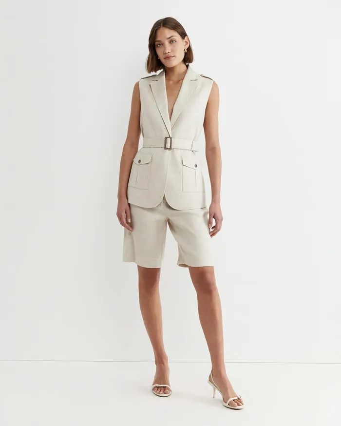 Sportscraft Lena Linen Safari Vest String Women Jackets and Vests