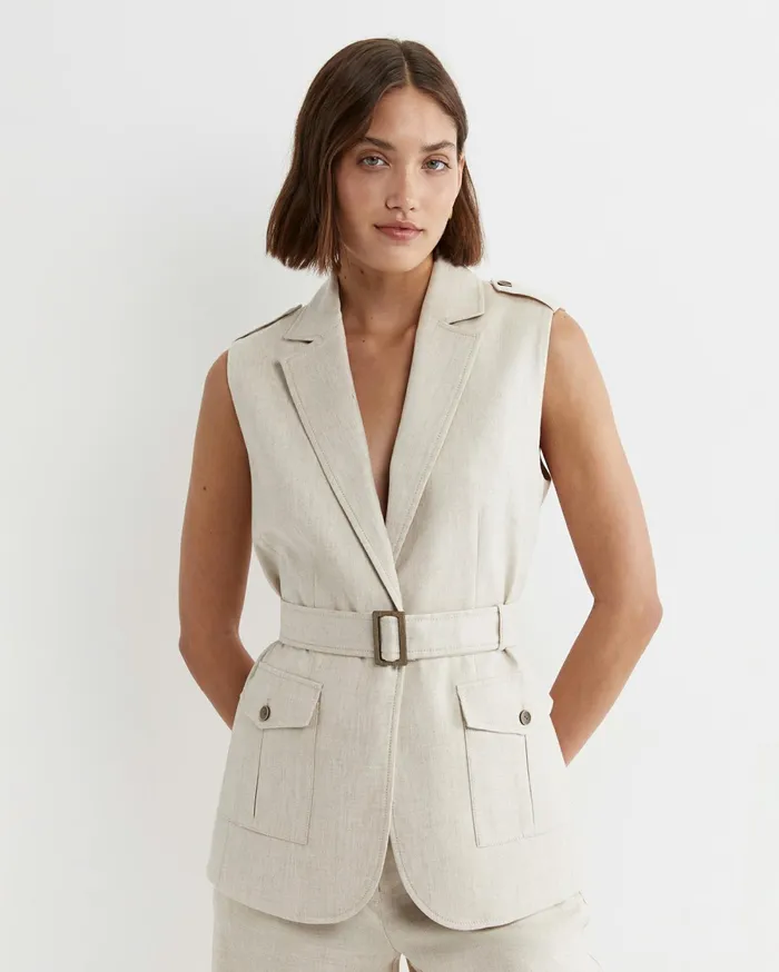 Sportscraft Lena Linen Safari Vest String Women Jackets and Vests