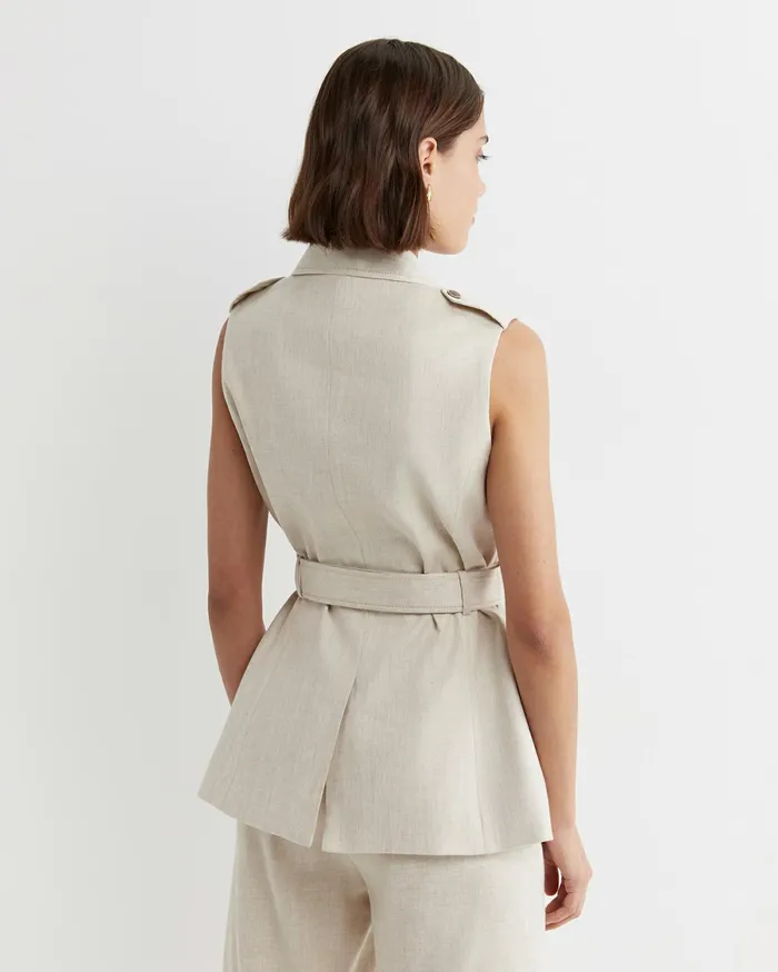 Sportscraft Lena Linen Safari Vest String Women Jackets and Vests