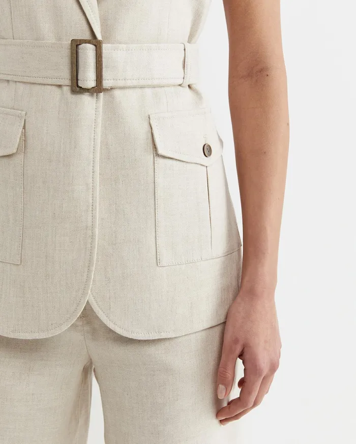 Sportscraft Lena Linen Safari Vest String Women Jackets and Vests