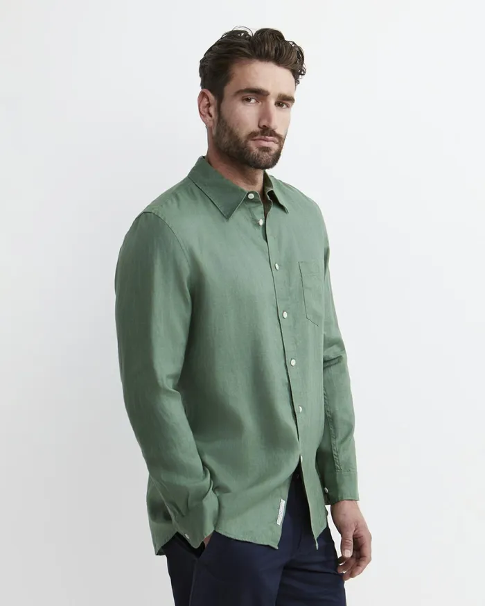 Sportscraft Long Sleeve Linen Shirt Elm Men Shirts