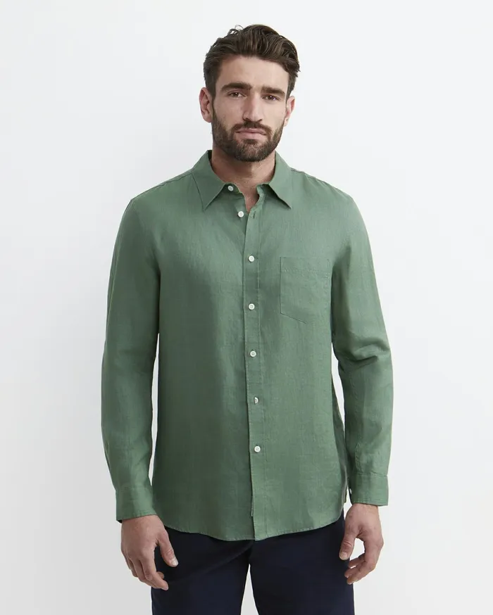 Sportscraft Long Sleeve Linen Shirt Elm Men Shirts