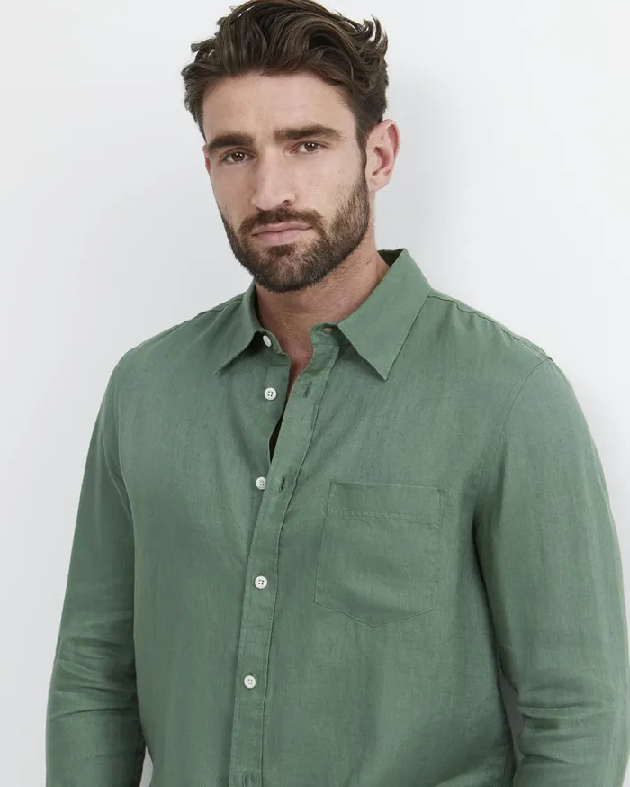 Sportscraft Long Sleeve Linen Shirt Elm Men Shirts