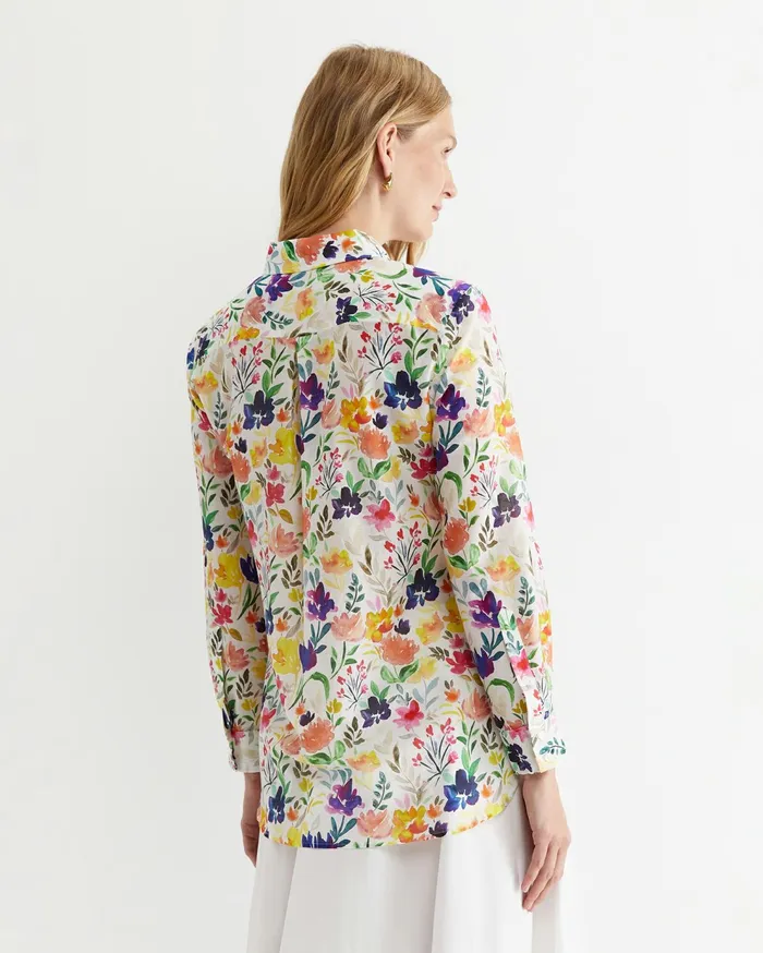 Sportscraft Lou Cotton Silk Shirt White Multi Women Shirts