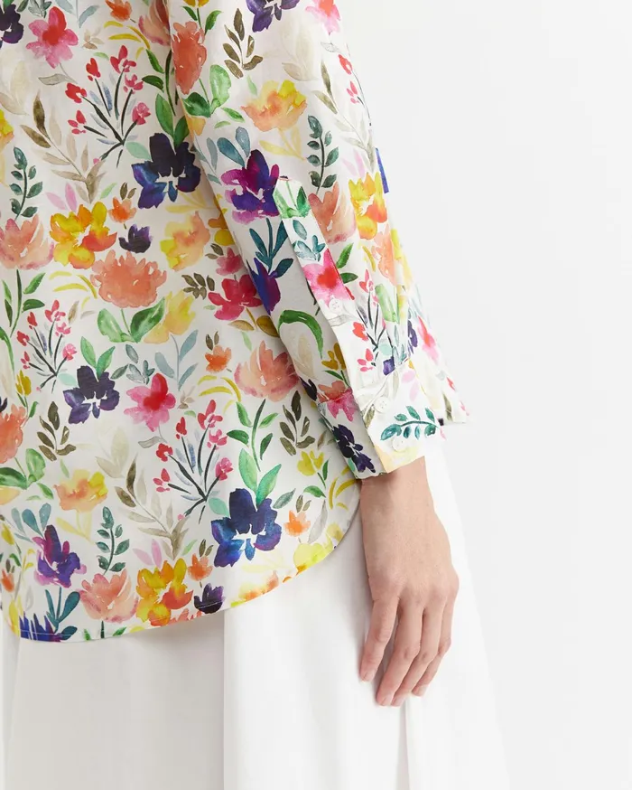 Sportscraft Lou Cotton Silk Shirt White Multi Women Shirts