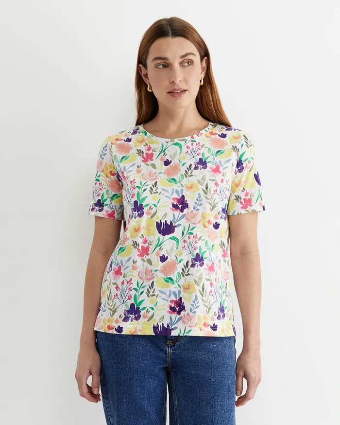 Sportscraft Lou Mercerised Tee White Multi Women Tops and Tees