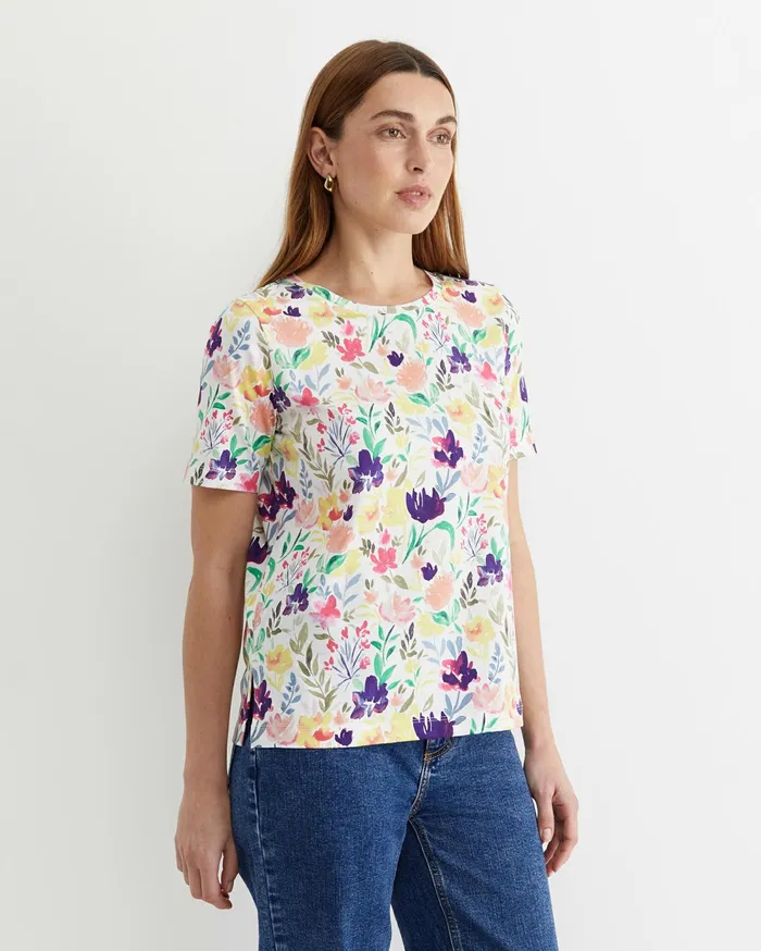 Sportscraft Lou Mercerised Tee White Multi Women Tops and Tees