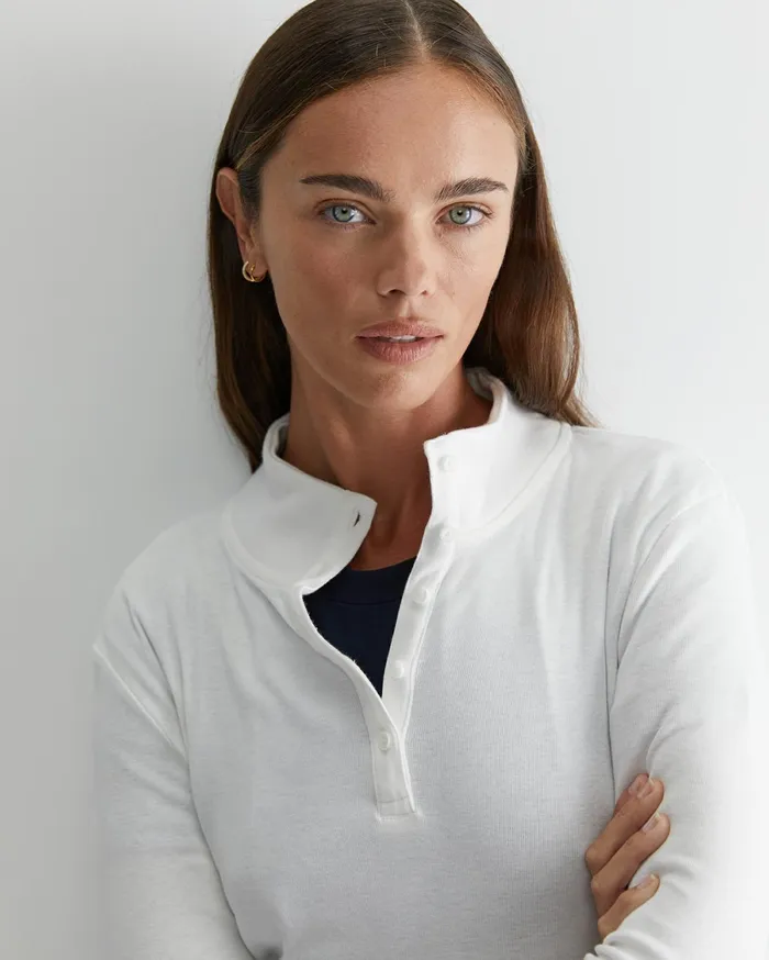 Sportscraft Lucy Funnel Neck Top Ivory Women Tops and Tees