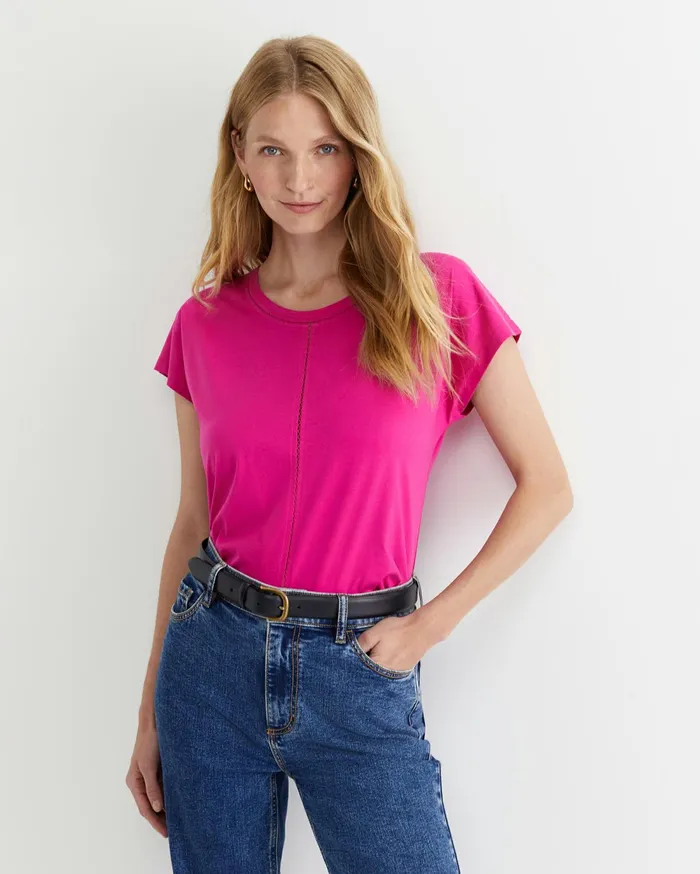 Sportscraft Miranda Stitch Tee Berry Women Tops and Tees