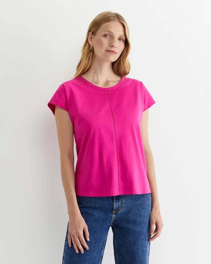 Sportscraft Miranda Stitch Tee Berry Women Tops and Tees