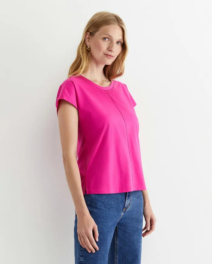 Sportscraft Miranda Stitch Tee Berry Women Tops and Tees