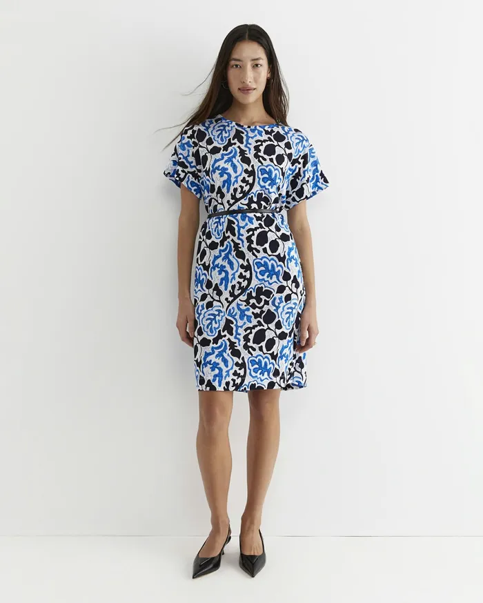 Sportscraft Nur Linen Dress Blue Multi Women Dresses