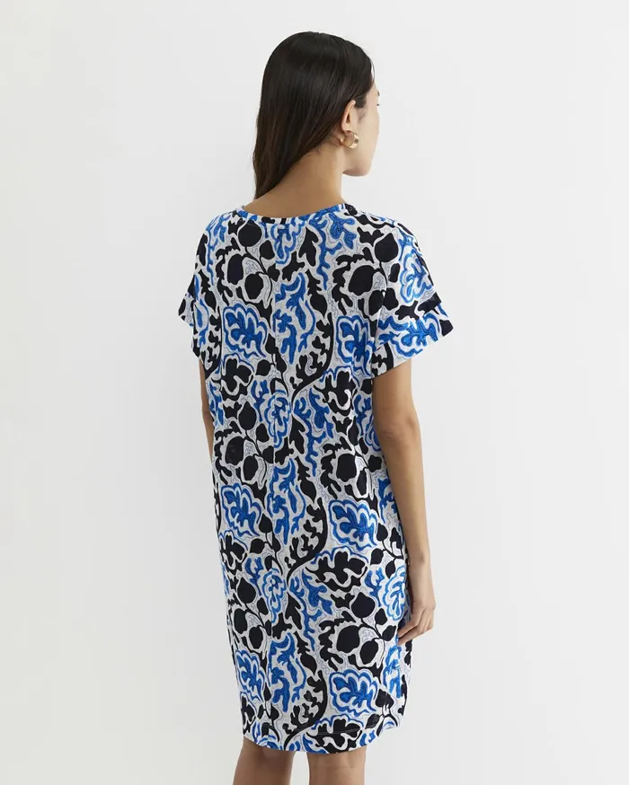 Sportscraft Nur Linen Dress Blue Multi Women Dresses