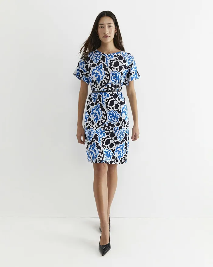 Sportscraft Nur Linen Dress Blue Multi Women Dresses