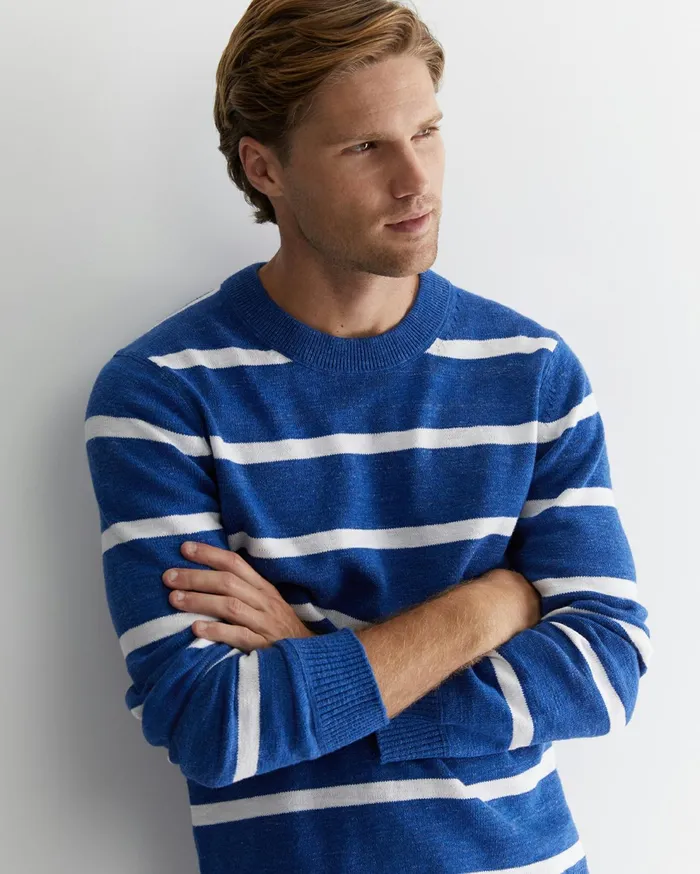 Sportscraft Oliver Stripe Knit Indigowhite Men Knitwear